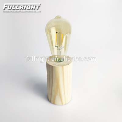 Pine Wood LED edison bulb battery power decorative table lamp wood lamp edison decorative lamp