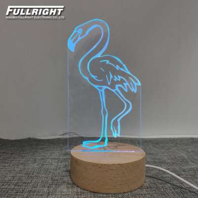 novel led lamp base 3d 3d visual light night lamp+base+wood